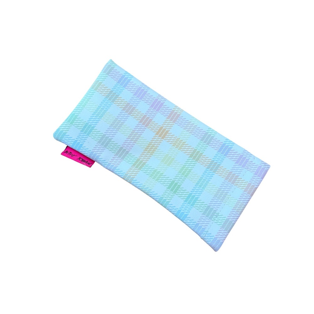 Betsey Johnson Pastel Plaid Soft Sunglasses Case Blue Pink Green Yellow Slip In